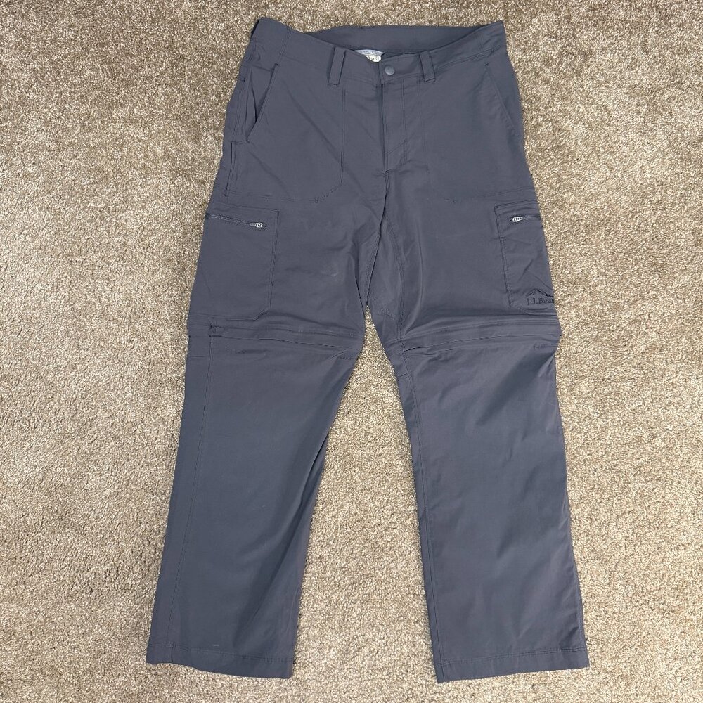L.L.Bean Cresta Hiking Pants Convertible Cargo Mens 33x29 Gray Zip Off Outdoors